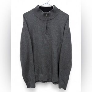 NWOT Men's Lands End Supima Cotton Sweater XL Quarter Zip Knit Gray Pullover